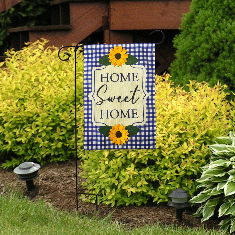 Drapeau de jardin bleu tournesols à carreaux