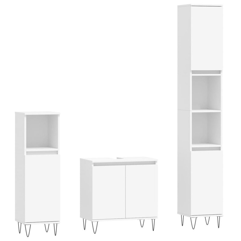 Aalliyah Freestanding Bathroom Storage Furniture Set, White