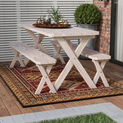 Riverhead 4 - Person Wood Patio Dining Set with Rectangular Table