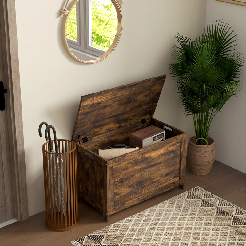 Coffre de rangement avec 2 charnières de sécurité, boîte en bois