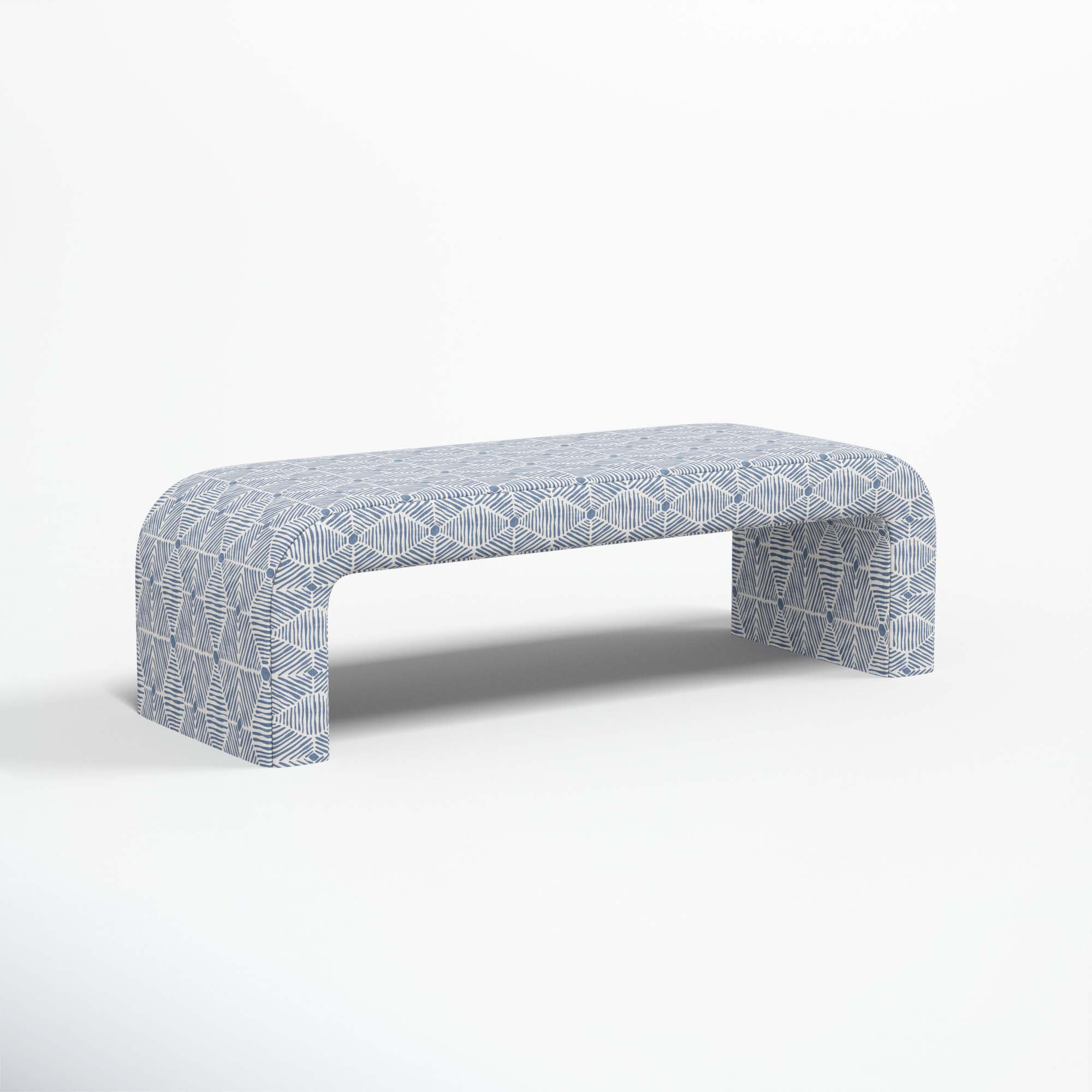 Barley Upholstered Bench, Painted Diamond Dusty Blue