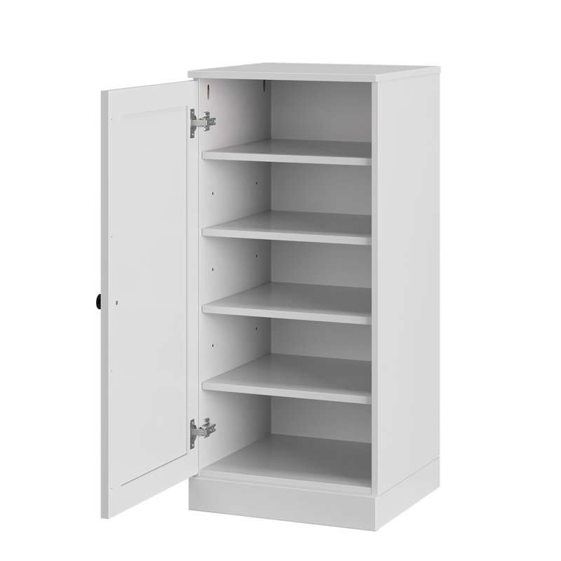 Armoire de rangement étroite à chaussures 100% en bois massif avec porte Shaker, tablettes réglables, rangement empilable peu encombrant, l 16,5 po x H 35,75 po