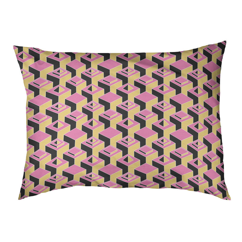 Coussin pour chien en extérieur à motif skyscrapers Chen, Moyen (l 40 po x P 6,5 po x H 30 po), Rouge / Noir