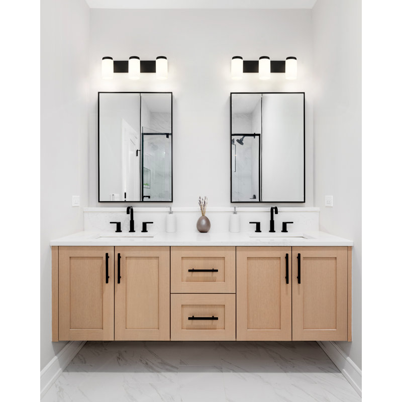 Meuble-lavabo 3 lumières Rosevale, Noir mat