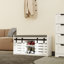 Banc de rangement pour chaussures Modern, banc d'entrée à 2 niveaux avec 2 portes de grange coulissantes et coussin de siège amovible et doux pour l'entrée