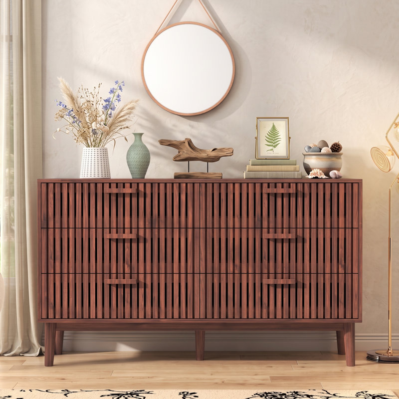 100 cm W Chest of 6 Drawers, Walnut