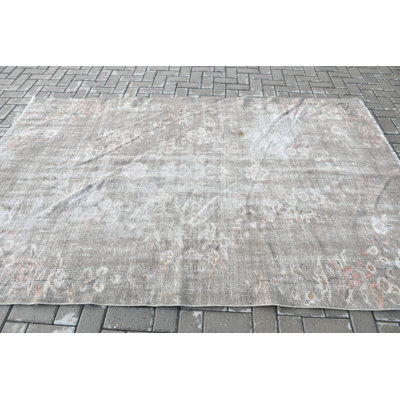 Grand tapis turc rétro gris fait à la main pour rehausser le décor de plancher de style antique et ajouter de l'élégance à n'importe quelle pièce