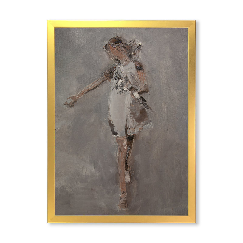 Pittoresque jeune fille rétro - peinture, H 40 po x l 30 po x P 1,5 po, Toile avec cadre photo doré