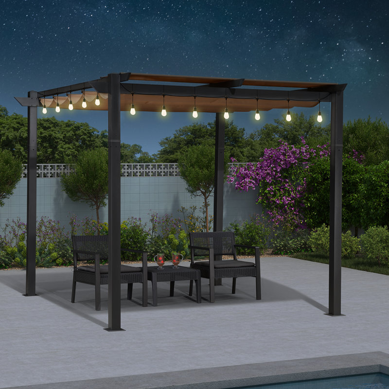 3m x 3m Metal Pergola, Brown
