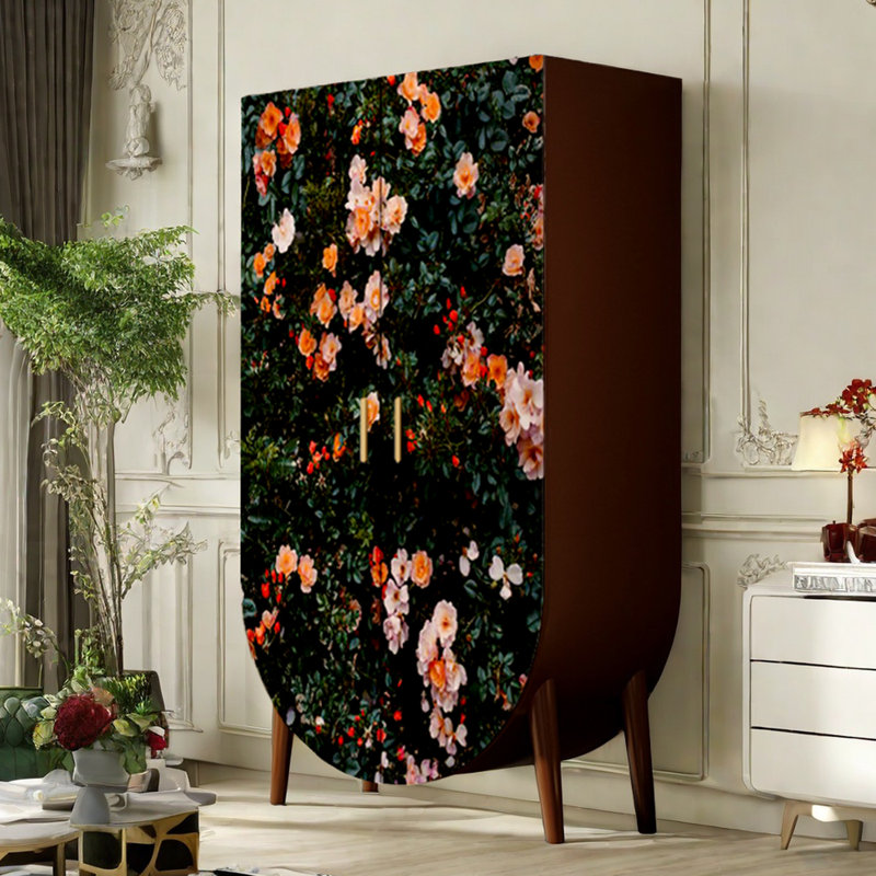 Armoire haute à double porte, Noyer / multicolore