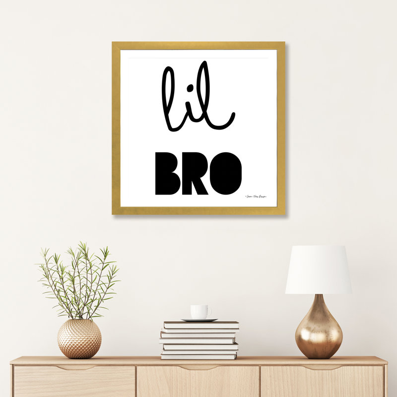 Lil Bro - reproduction d'art textuel, Papier encadré doré, Blanc, H 24 po x l 24 po x p 1 po