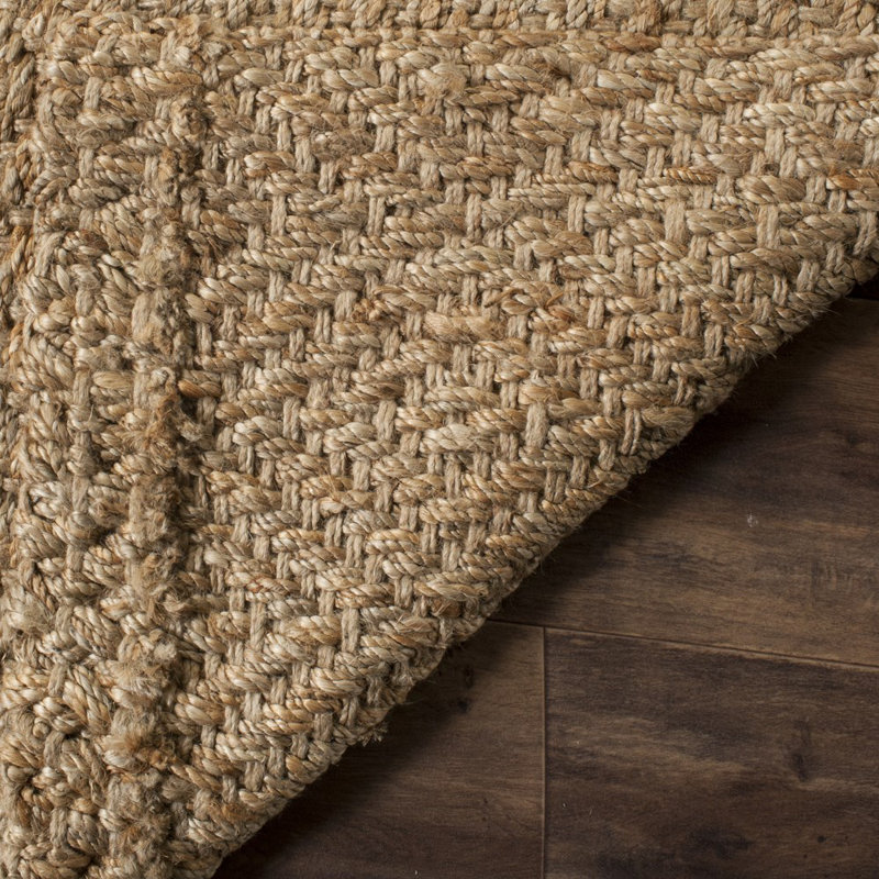 Tapis brun en jute / sisal tissé à plat à la main de couleur erroll Pollux, Carré 5 pi