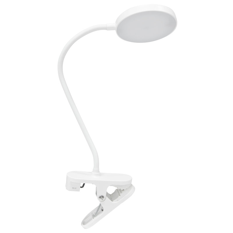 Adjustable White LED Clip-On Lamp with Flexible Neck