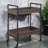 2 Tier Shelf Rectangular Serving Cart In Walnut And Black Finish With Shelves & Theme Form Cup Holder Metal Frame