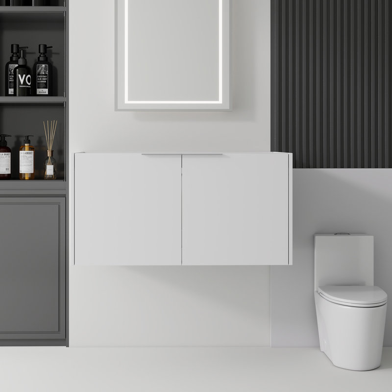 36, armoire de meuble-lavabo flottant, contreplaqué, White, 36" W