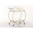  Bray Gold Metal Rolling Round 2 Mirrored Shelf Bar Cart with Top Handle-1739752962