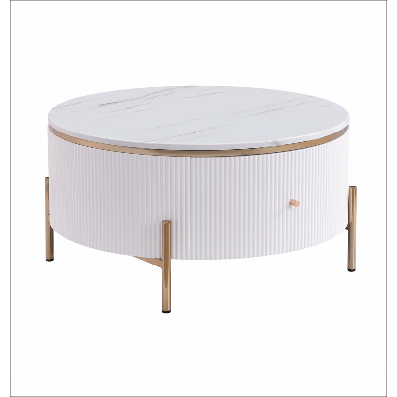 Table basse moderne moderne avec 2 grands tiroirs de rangement (31,5 po)