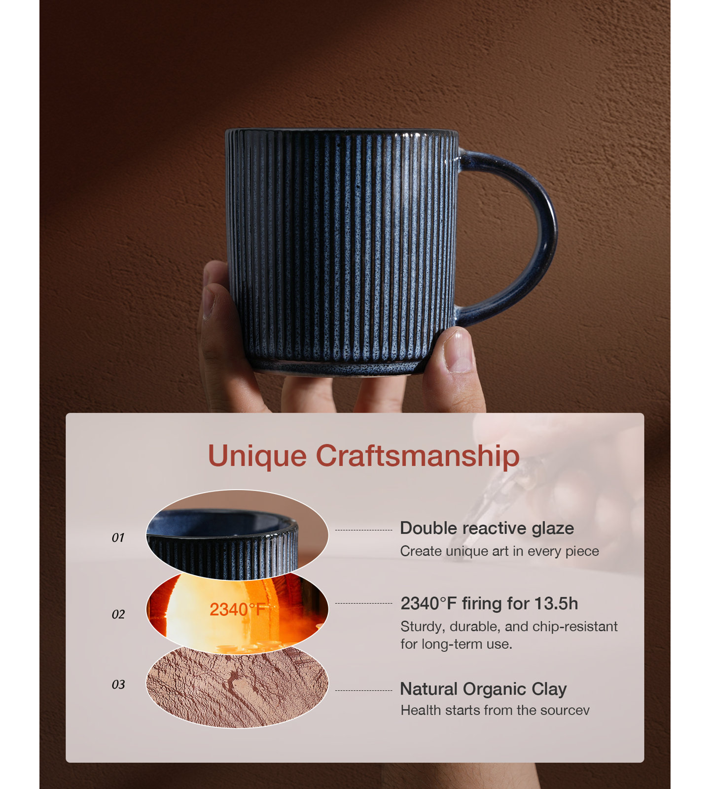 Azal Stoneware Coffee Cup, Nebulas Blue, 12 oz