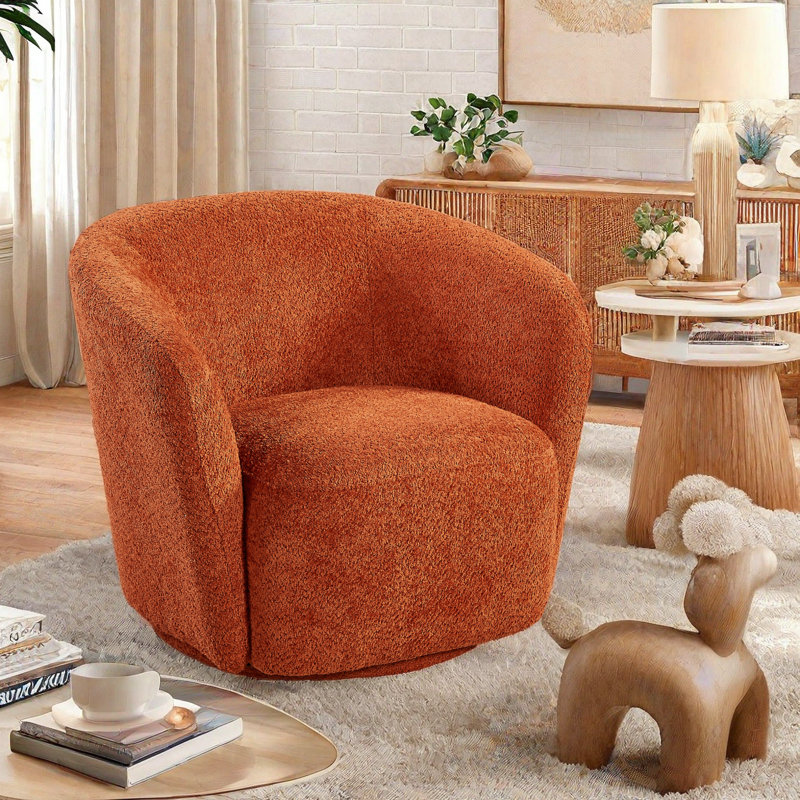 Fauteuil demi-tonneau pivotant à 31 degrés de largeur 31,1 po, Rembourrage en mousse rouge