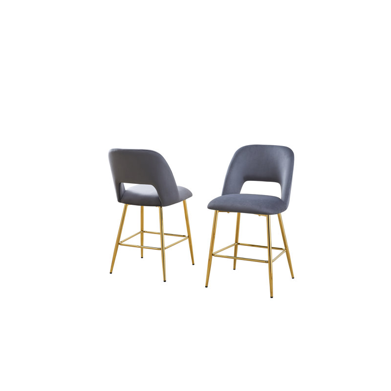 Braebury Upholstered Counter Stool with Metal Frame, Gray, Counter Stool (24” Seat Height)