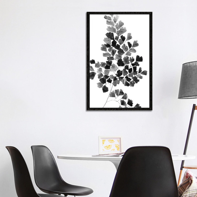 Black Fern by Melissa Selmin - Painting on Canvas, 101.6 cm H x 66.04 cm W, Black Framed