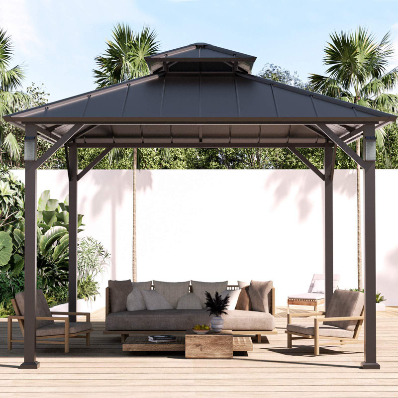 Outdoor 10' x 10' Metal Gazebo with LED Lighting