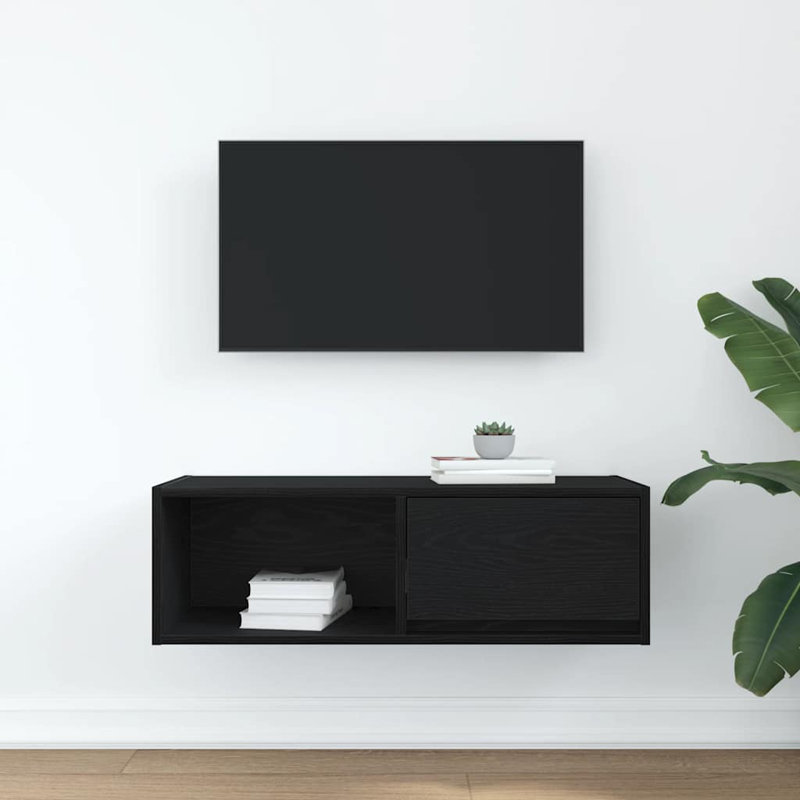 TV Cabinet 80X31x25.5 Cm Engineered Wood, 80 cm, Black Oak