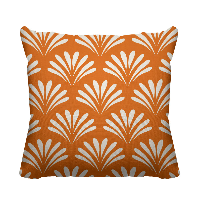 Coussin décoratif intérieur / extérieur Flower Burst, H 17 po x l 17 po, Orangé, Carré