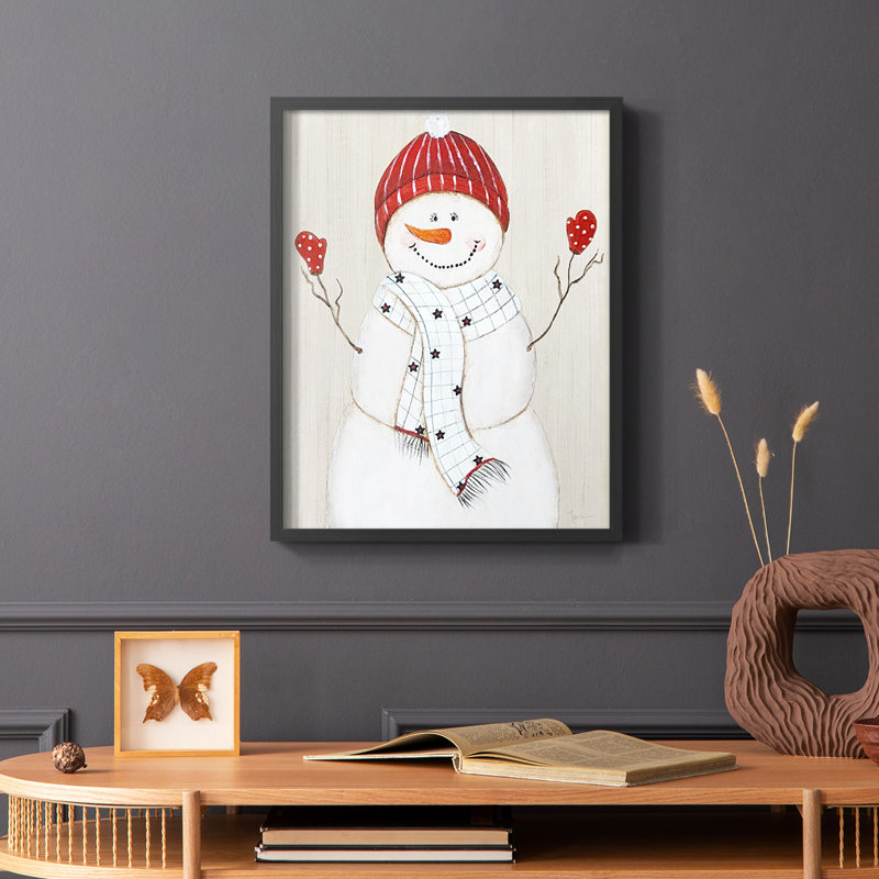 Festive Snowman III, reproduction encadrée - bois massif, H 28 po x l 22 po, Noir