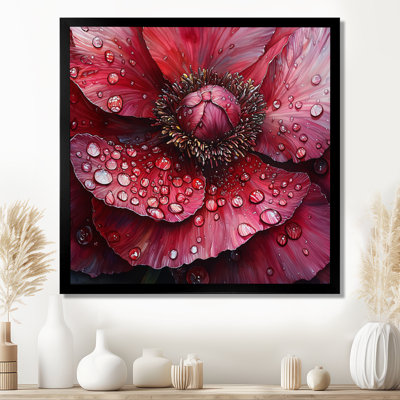 Raindrop, pivoine rouge en hiver II - coquelicots, art mural