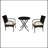 Bistro, with two upholstered chairs and a table, all wrapped in high quality wicker