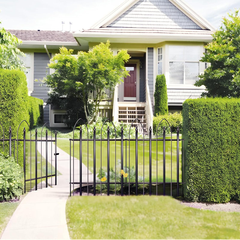 24" W Metal Decorative Garden Fence, 5 Panels, No Digging Patio Border, 32" H x 24" W(4 Panels+1Gate)