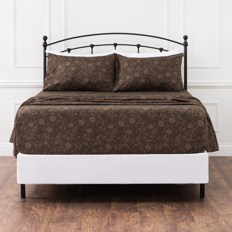 Ensemble de draps en microfibre percale Elegant, Ensemble de draps pour lit simple + drap-housse + , Brun