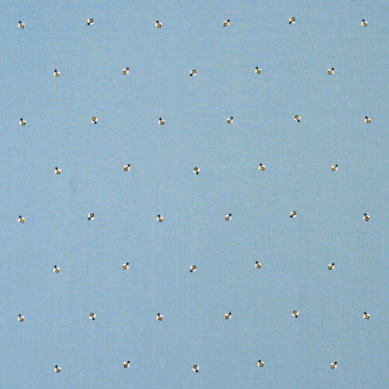 Honey Bee Embroidery Fabric, Blue/ Pale Blue/ White
