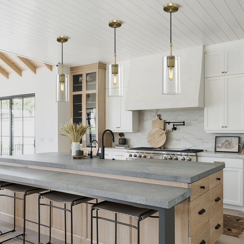1 - Light Single Cylinder Pendant, Brass