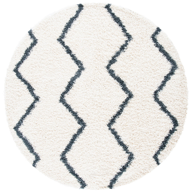 Minna Shag 600 Performance Geometric Rug, Round 6'7"