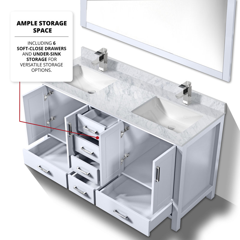 Jacques 60" White Double Freestanding Vanity Cabinet
