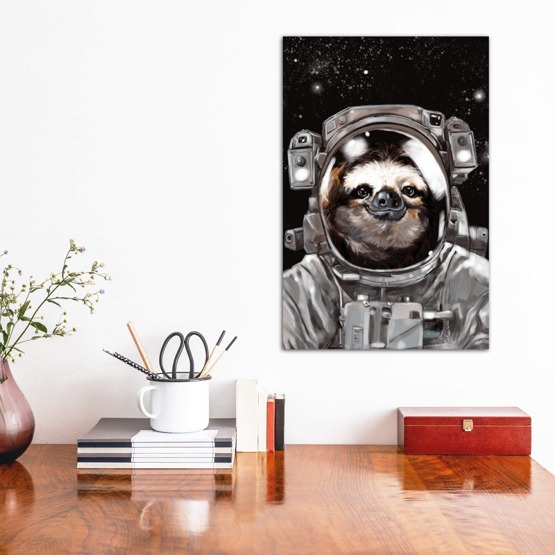 « astronaute sloth selfie », art, Toile tendue, H 18 po x l 12 po x P 1,5 po