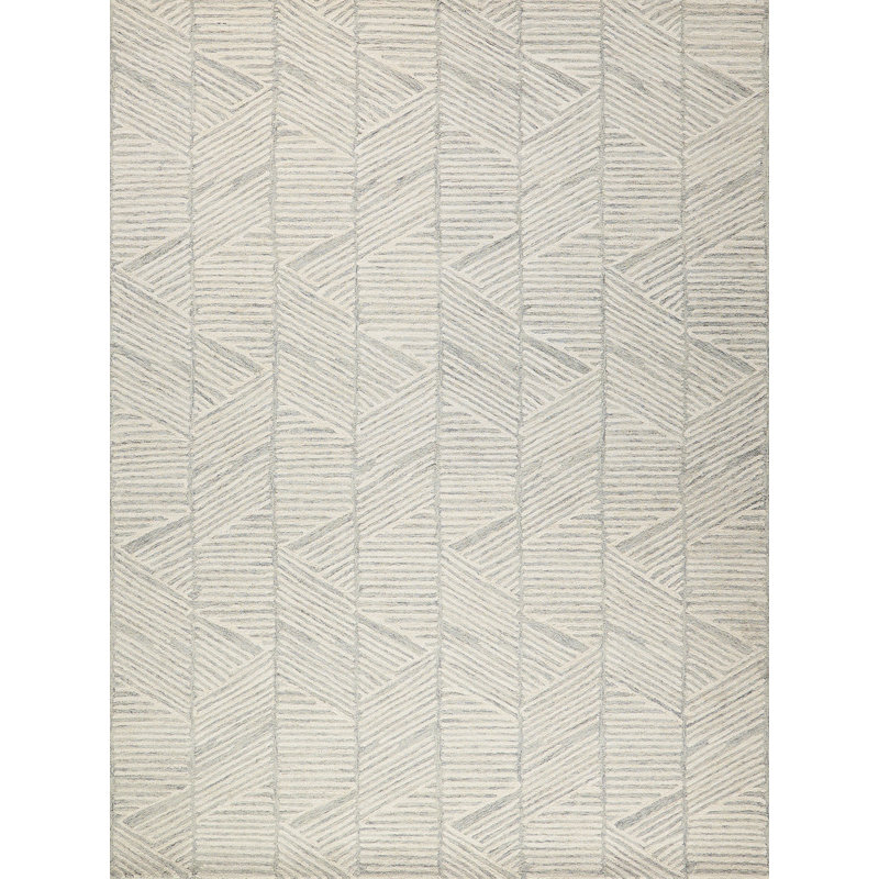 Ivory and Silver Hand-Tufted Wool Rectangular Area Rug