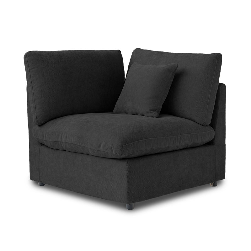 Chaise d'angle rembourrée en lin avec revêtement, Brown Linen Blend