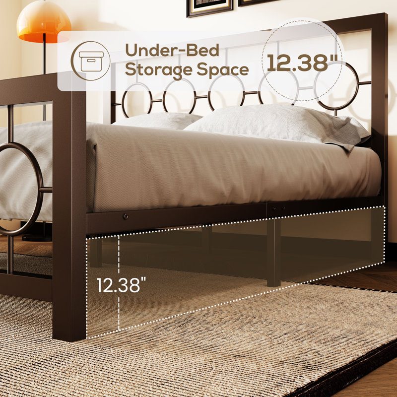 Bloneva Metal Open-Frame Bed, Queen, Brown