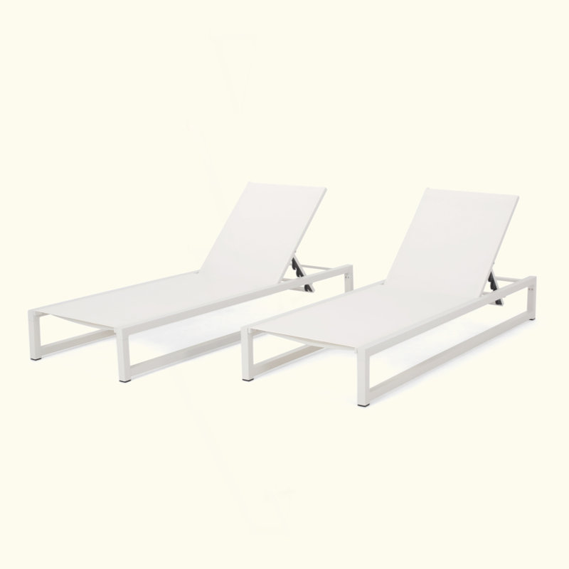 Ensemble de chaises longues polyvalentes et réglables pour le plaisir et la détente en plein air, 2 pièces, Blanc