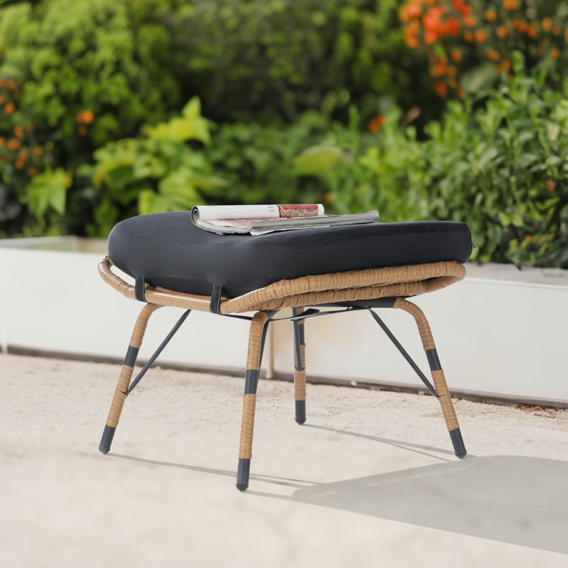 Repose-pieds d'extérieur avec coussin Sunbrella® Kluss, Brun, Noir