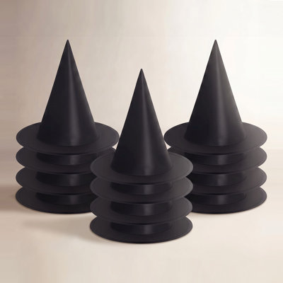 12-Piece Halloween Witch Hat and 3D Bat Decor Set