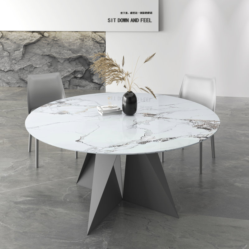 Aziza Round 135Cm Dining Table with Black Metal Base