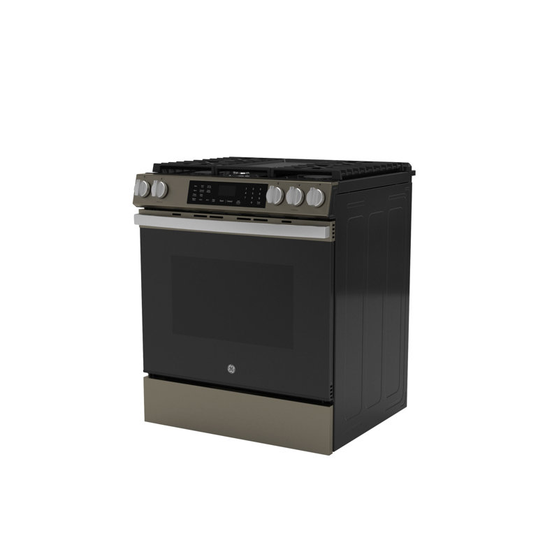 GE 30" Slide-In Front-Control Convection Gas Range, Slate