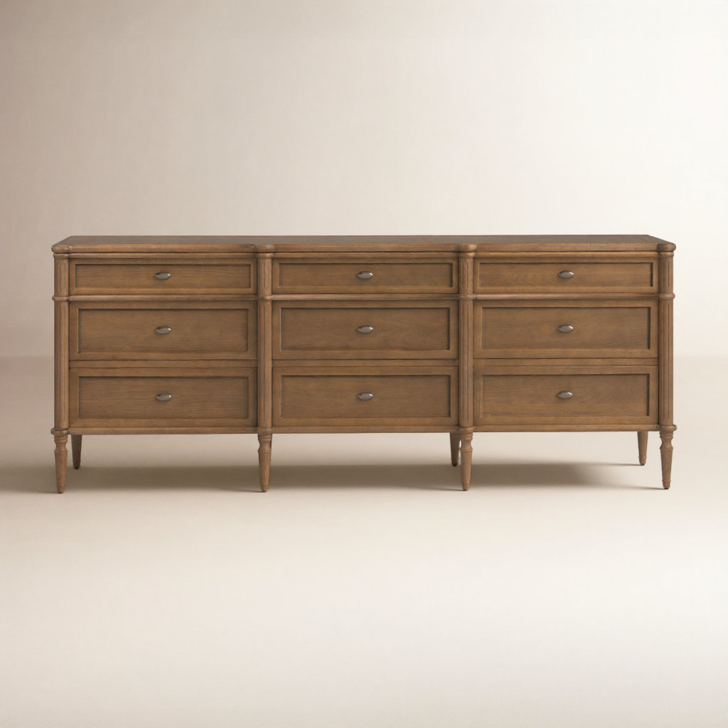 Susie 9 - Drawer 85'' W Dresser, Toasted Oak
