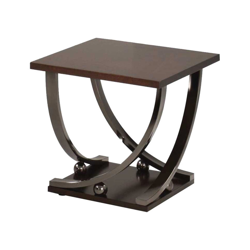 Table de bout chic carrée en nickel noir avec surface fonctionnelle et tablette inférieure - idéale pour exposer des objets