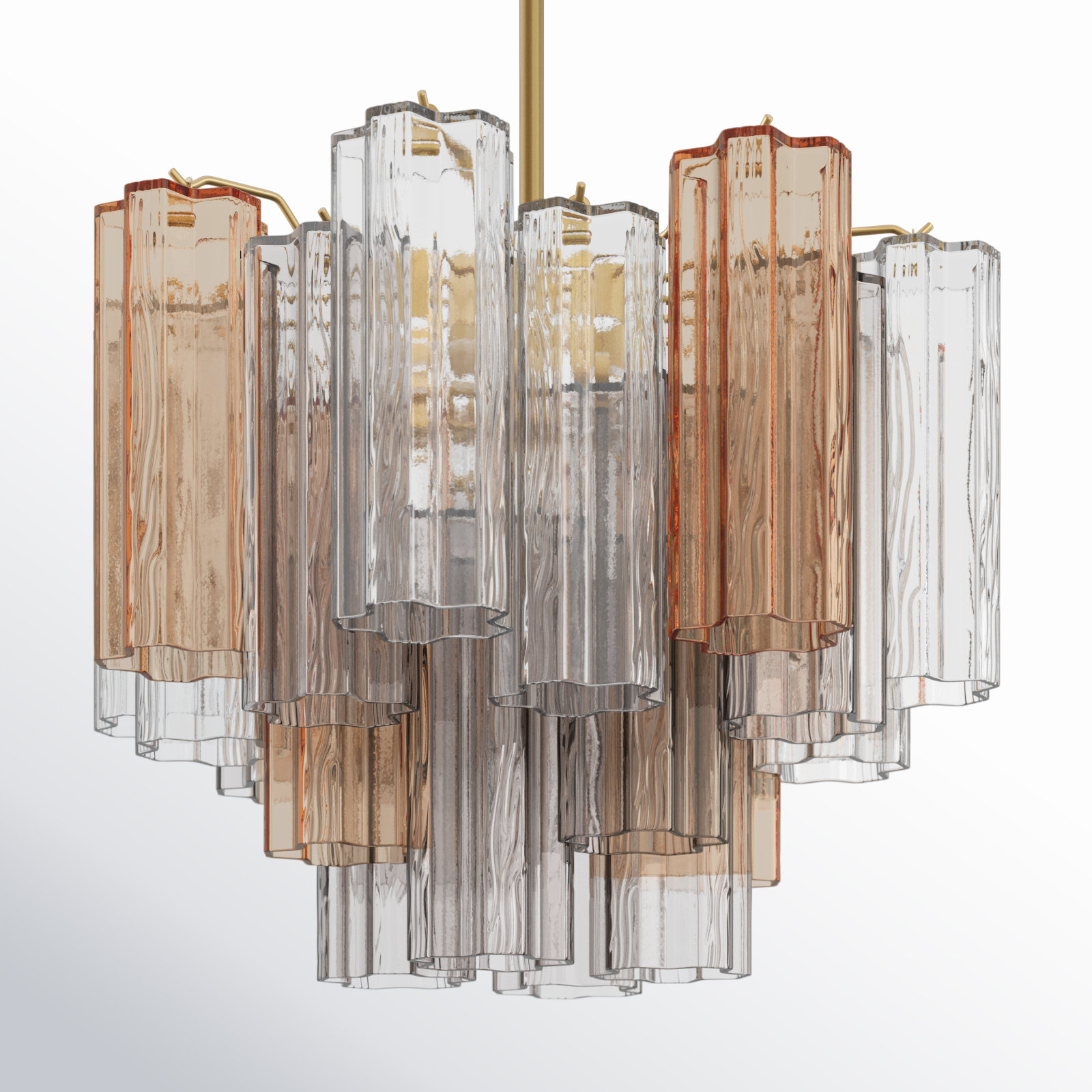 Wrightia Dimmable Tiered Chandelier, Aged Brass, 13.75" H x 17.75" W x 17.75" D, Gray/Yellow