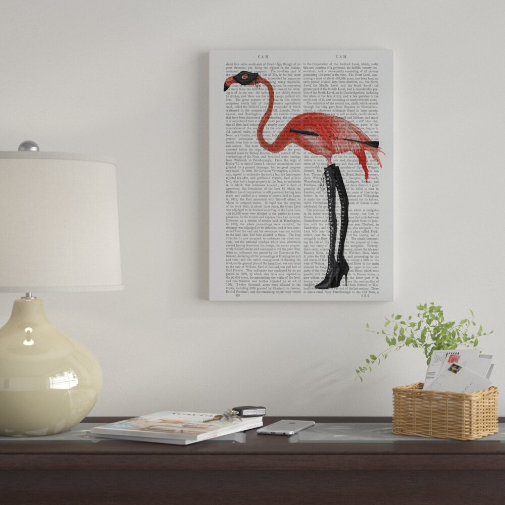 Flamingo With High Leather Boots And Mask Canvas Painting Modern Posters  Animal Wall Art Pictures For Living Room Home Decor